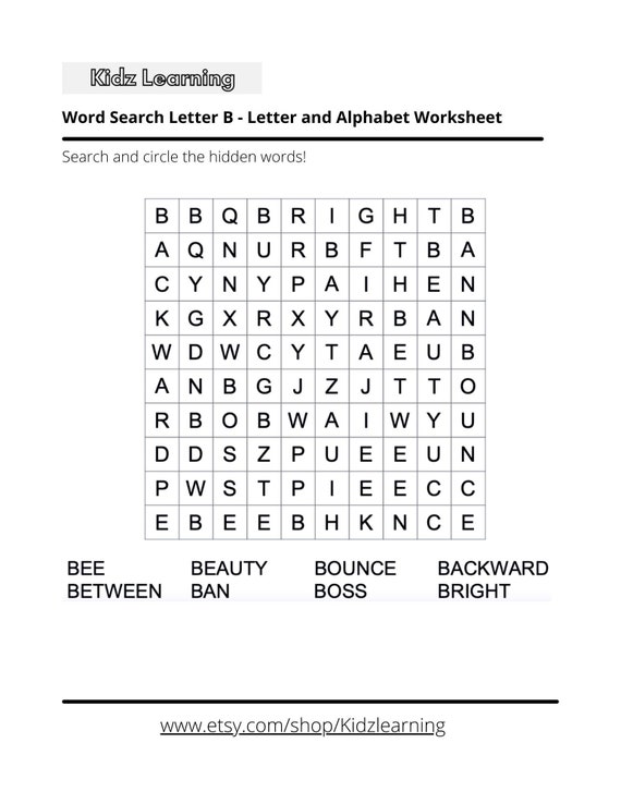 26 printable alphabet word search with answers preschool etsy