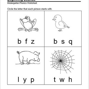 15 Printable Beginning Sounds Worksheets. Preschool-1st Grade | Etsy