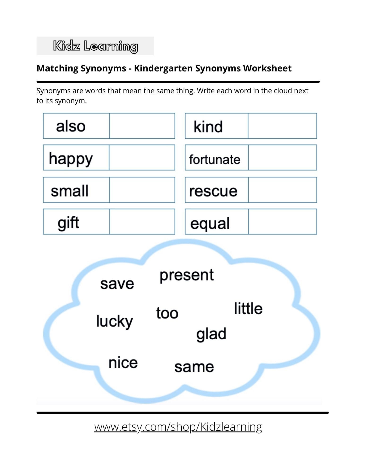 48 Pages of Synonyms and Antonyms Worksheets Kindergarten -