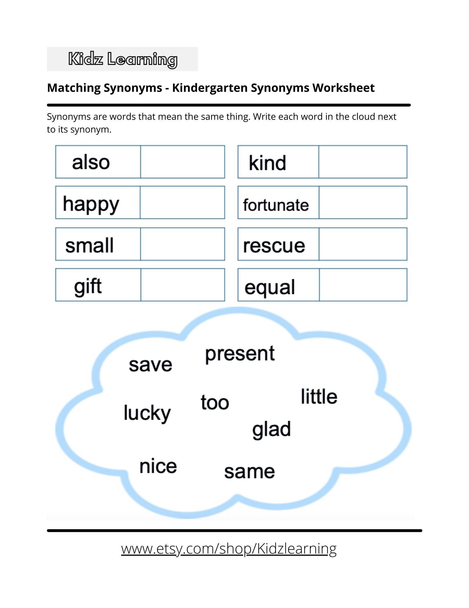 SYNONYMS for KINDER & GRADE 1 ---LEARN WORDS with the SAME MEANING