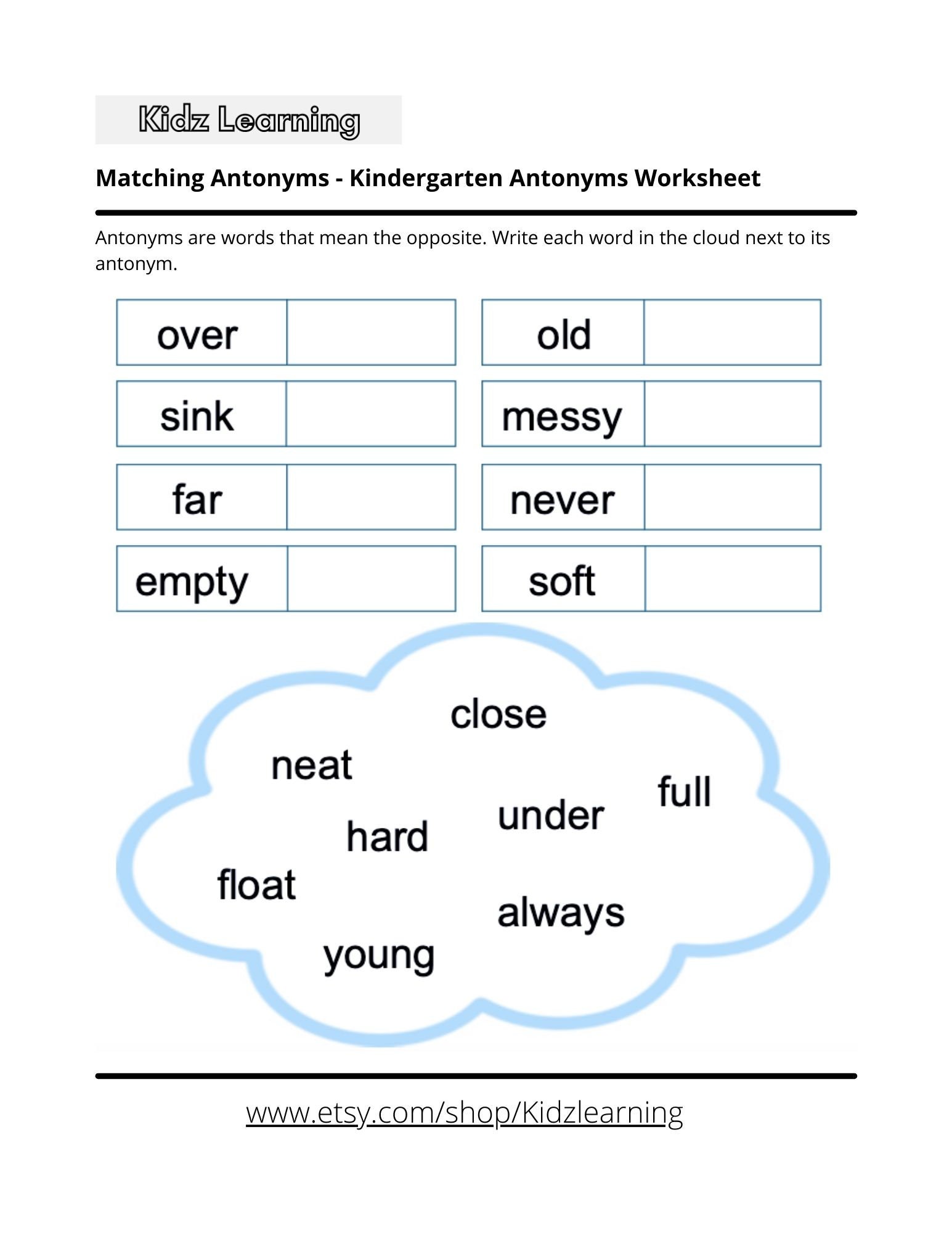 48 Pages of Synonyms and Antonyms Worksheets - Kindergarten - 1st Grade ...