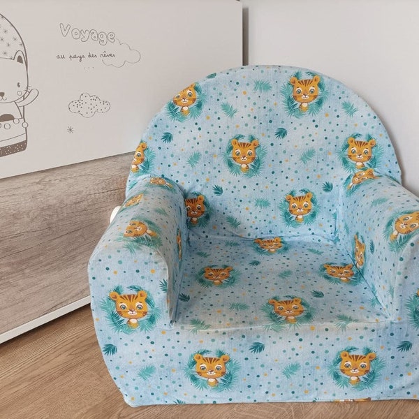 Fauteuil club enfant en mousse haute densité avec housse amovible en jersey de coton