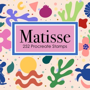 Conjunto de sellos Procreate inspirado en Matisse - 252 formas abstractas con licencia comercial