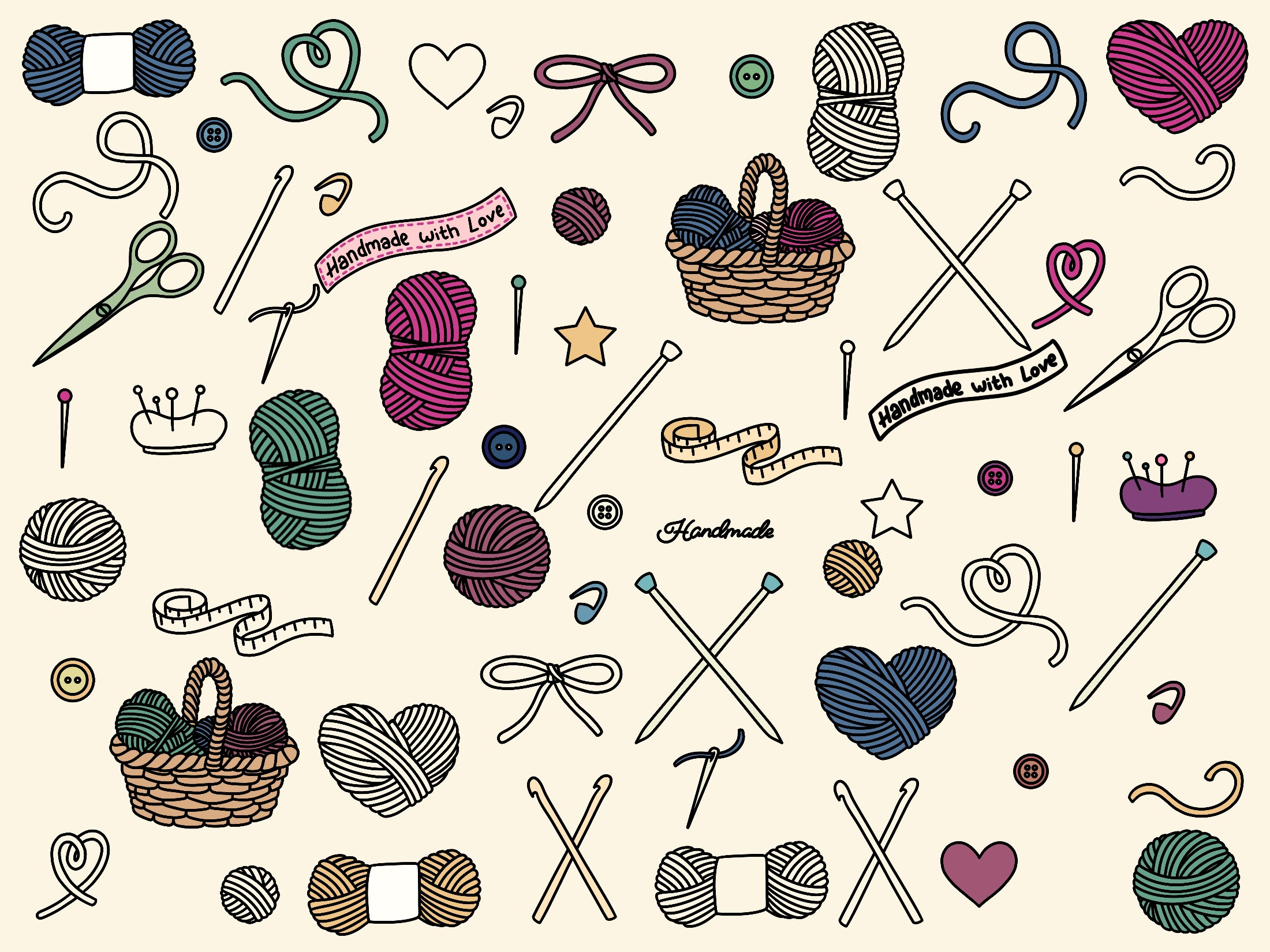 Handcrafted With Love Stickers, Crochet Stickers, Knitting Labels, Mad –  Sticker Art Designs