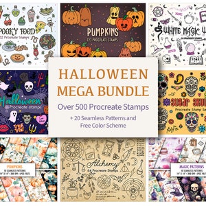 Halloween Procreate Stamp Bundle: Spooky Pumpkin Brushes & Stamps for Digital Art – Creepy Procreate Toolset for Illustrations