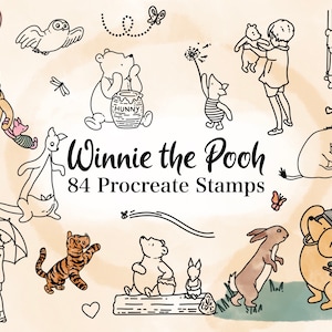 Timbres Winnie l'ourson procréer - 84 dessins de Winnie l'ourson classiques vintage - téléchargement numérique