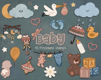 Baby Doodle Stamps for Procreate: Baby Shower Brushes (Digital Download)