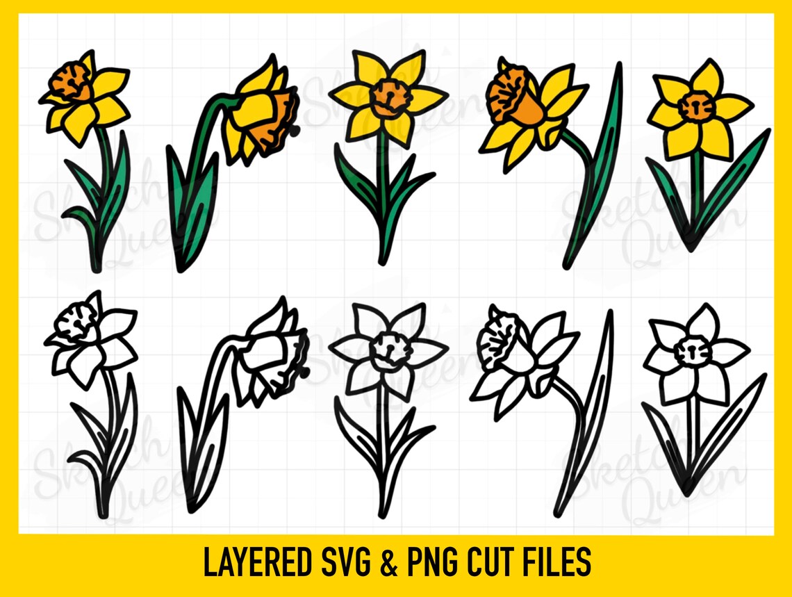 Daffodils SVG Set. Spring Flowers SVG. Cricut Cut Files - Etsy UK