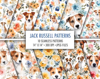 Adorabile collezione di modelli di cani Jack Russell - Set di 10 disegni ripetuti