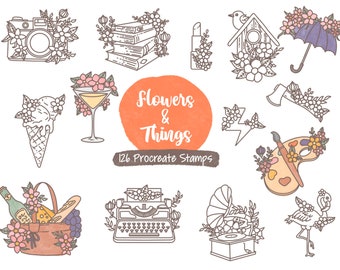 Floral Procreate Stamp Brushset: 126 Botanical Stamps (Digital Download)