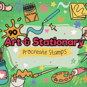 90 Art Painting and Stationary Stamps for Procreate, Art Class, Painting and Craft brushes for Procreate