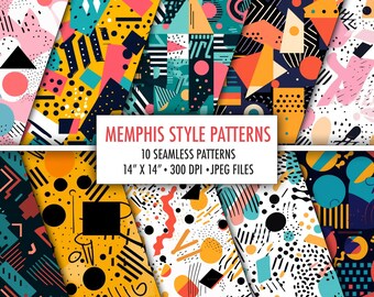 Memphis seamless patterns - Commercial Free - Memphis Style - 90's Patterns