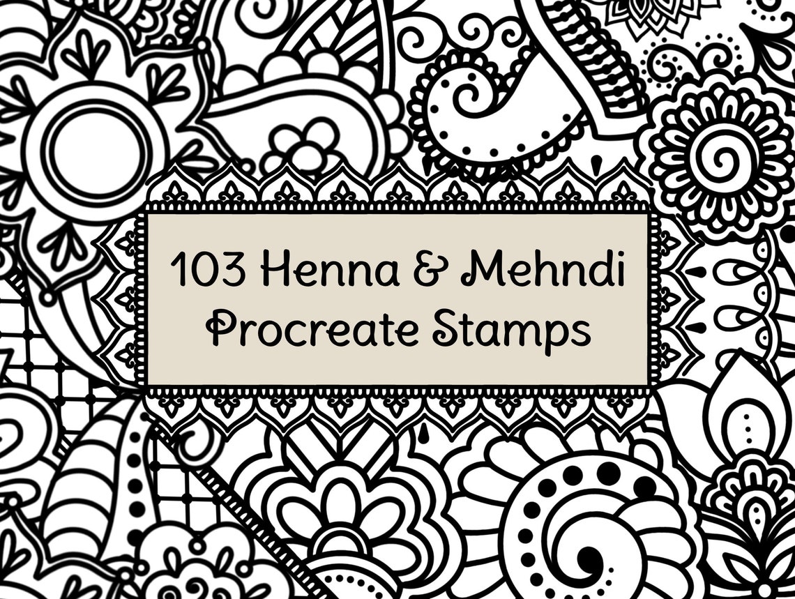 103 Henna & Mehndi Stamps for Procreate Hand Drawn Paisley Etsy