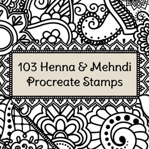 103 Henna & Mehndi Stamps for Procreate, Hand drawn Paisley procreate Brushes