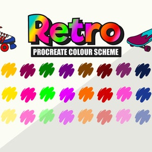 Retro Color Scheme Palette for Procreate, bright neon color’s