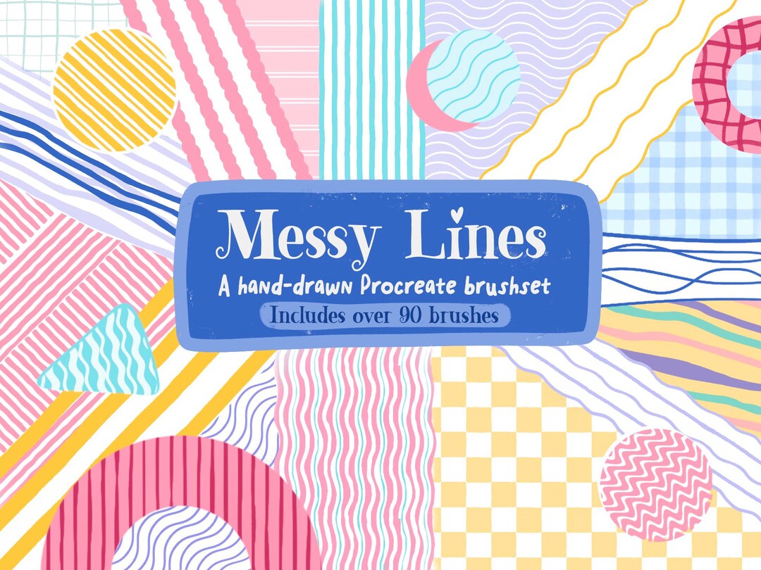Messy Lines Procreate Brush Set | 90+ Seamless Hand-drawn Pattern ...