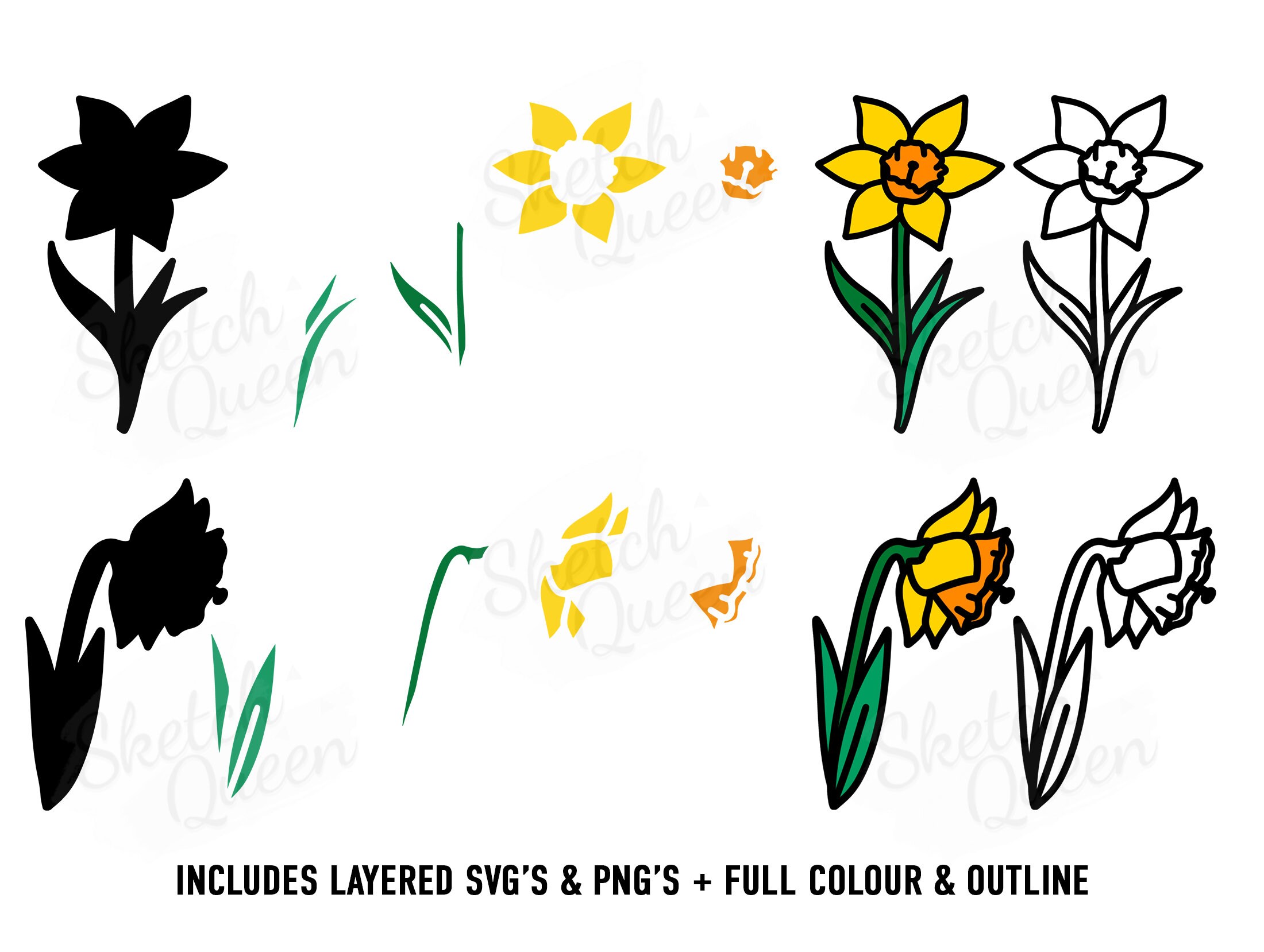 Daffodils SVG Set. Spring Flowers SVG. Cricut Cut Files | Etsy