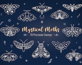 Mystical Moth Procreate Stamps: 78 Celestial Butterfly Brushes