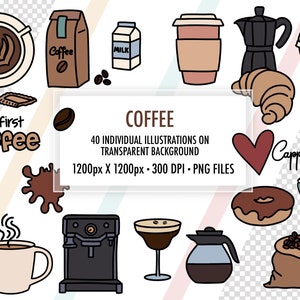 40 file PNG clipart ispirati al caffè, caffè, espresso, immagini della caffetteria