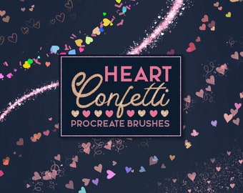 Procreate Heart Confetti Brushes Collection, Over 50 Valentine Confetti Procreate Brushes, Love heart Procreate Brushset