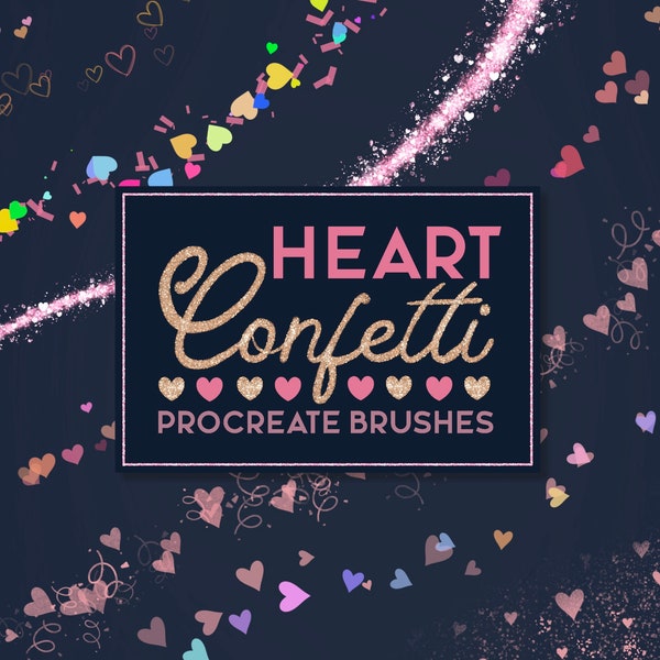 Procreate Heart Confetti Brushes Collection, Over 50 Valentine Confetti Procreate Brushes, Love heart Procreate Brushset