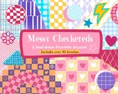 Messy checkers Procreate Brush Set | 90+ Seamless Hand-Drawn Pattern Brushes