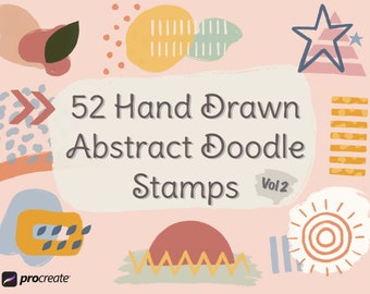 52 Abstract Doodle Stamps for Procreate: Hand-Drawn Brush Set (Digital Download)