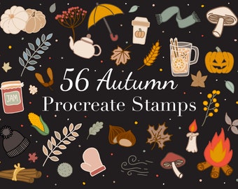 Procreate Stamps Autumn Stamps for Procreate, Autumn Fall Season brushes for Procreate