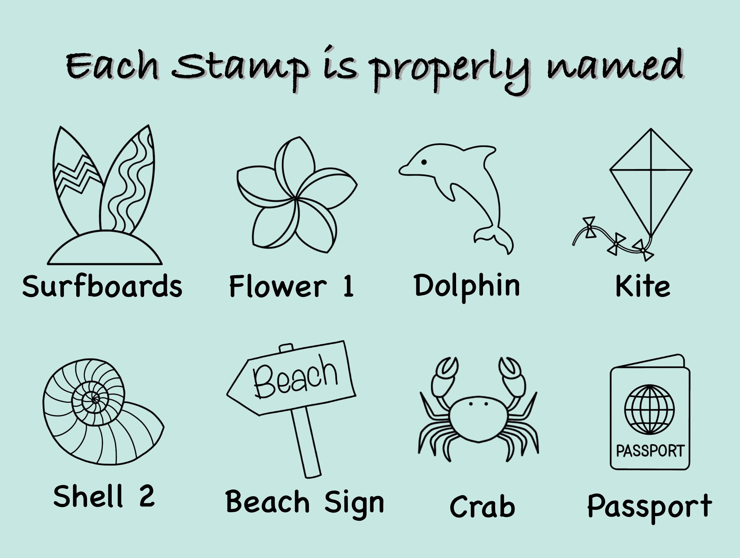 56 Summer Icon Stamps for Procreate Summer and Beach Brushes - Etsy