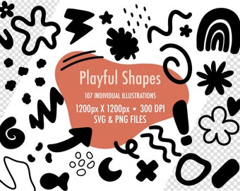 Playful Doodle Shapes SVG & PNG Pack: 100+ Designs