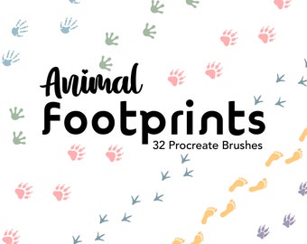 Animal Footprint Procreate Brush Set: 32 Paw Print Brushes