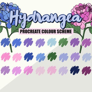 Hydrangea Color Scheme Palette for Procreate, Blue, Purple, Flower colour scheme