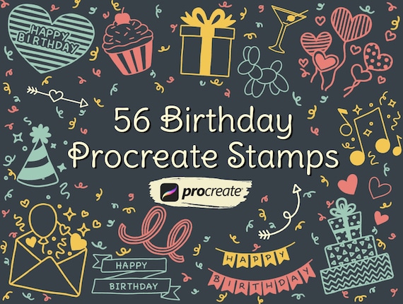 Procreate Birthday Stamps | Procreate Party stamps | Doodle stamps |  Balloons, cakes, gifts | Stamp Brushset 