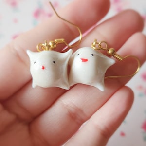 Anime inspired Kawaii Spirit Friend Faux Pearl Earrings