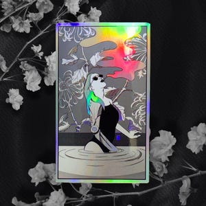 Cyberpunk Girl holographique - Sticker femme bionique pour bouteille d'eau, ordinateur portable, décoratif