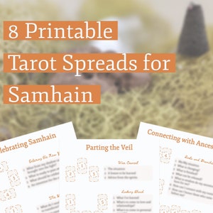 Spread dei Tarocchi di Halloween: 8 Samhain stampabili per carte oracolari e divinatorie - Download istantaneo dei Tarocchi