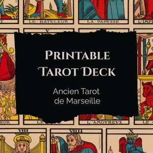 Tarot de Marsella Vintage Digital Deck - Cartas de Tarot clásicas imprimibles, alta resolución 300 ppp, descarga instantánea de PDF para principiantes y coleccionistas