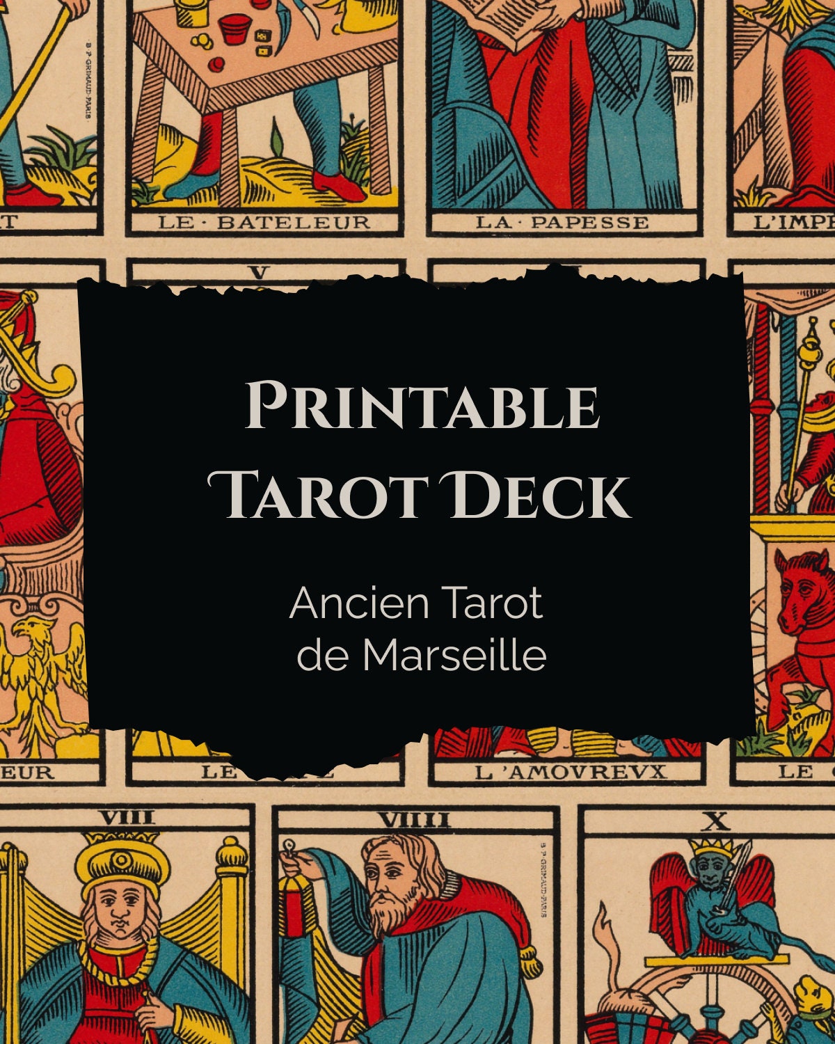 Tarot Printable Download Full Deck 78 Cards Marseille Antique