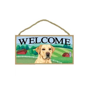 Bienvenido Yellow Lab Labrador Farm Country Ranch Home Wall Hanging Dog Wood Sign Made In USA Gift Home Decor 10 "X5" Fast Free Shipping NUEVO B37