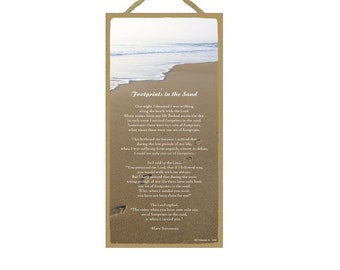 Footprints In The Sand Poem Wood Inspirational Positive Message Made In The USA Hanging Sign 10" X 5"  Fast FREE Shipping NEW 647