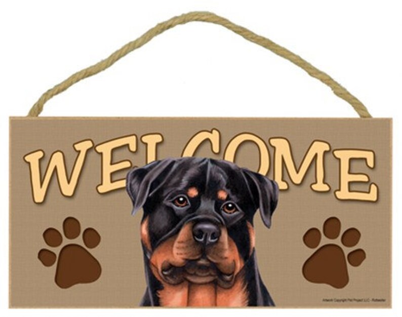 Starting Soon Rottweiler Sign Rottweiler Nice Hanging Welcome Dog Sign Cute With Paw Prints Wood Sign ...