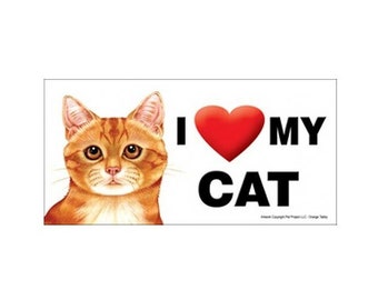 I (coeur) Love My Cat (Orange Tabby) Grand Chien Aimant Pour Voiture Réfrigérateur Toutes Les Surfaces Métalliques Imperméable Résistant Aux UV Fabriqué Aux États-Unis 4 "x 8" Livraison GRATUITE