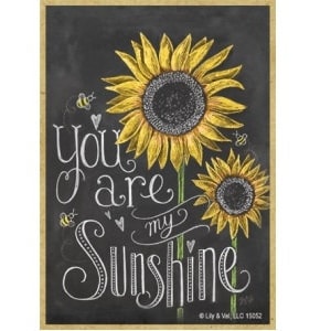 You are my Sunshine Sunflowers Cute Chalk Art Look Wood Magnet Fridge Locker Any Metal Surface Made In The USA 2.5&quot; x 3.5&quot; FREE Shipping A39
