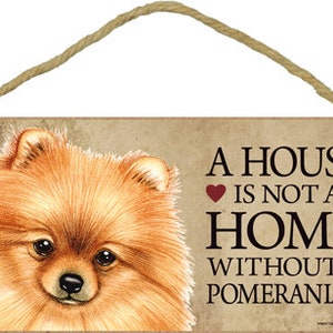 A house is not a home without a Pomeranian Cute Hanging Wood Dog Sign Gift Home Decor Made In The USA 10" X 5"  Fast FREE Shipping NEW 384