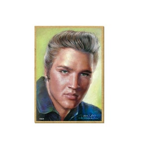 Elvis Presley King Of Rock Nice Wood Magnet Fridge Locker Any Metal Surface Made In USA 2.5&quot; x 3.5&quot; FREE Shipping NEW B96