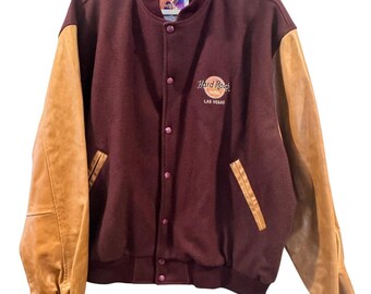 Hard Rock Cafe Las Vegas Vintage Black Leather Bomber Jacket, M - Etsy