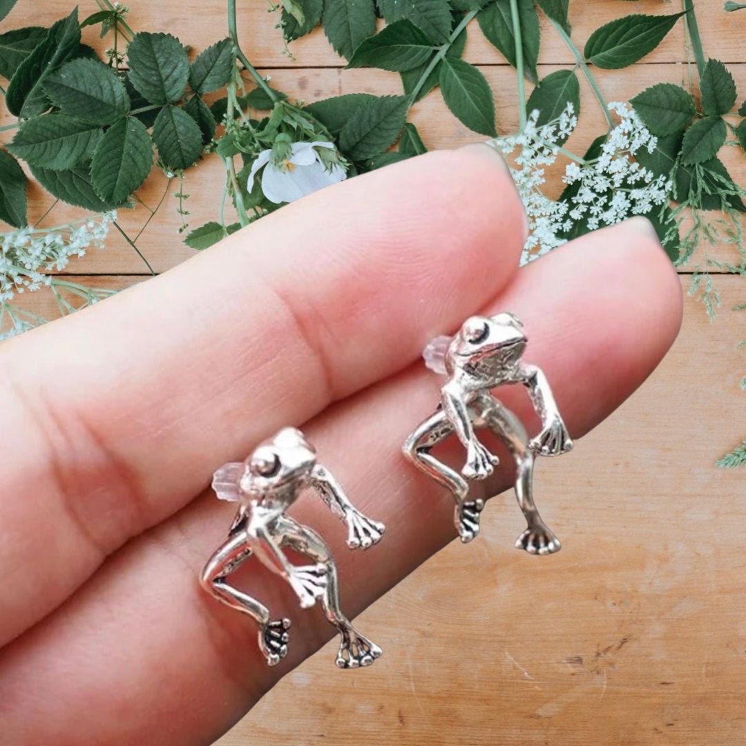 2 Piece Frog Earring Silver Frog Earrings Animal Earring Etsy UK