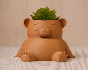 Eco-Friendly Dream Bear Plant Pot: Sustainable 3D Printed PLA Home Décor