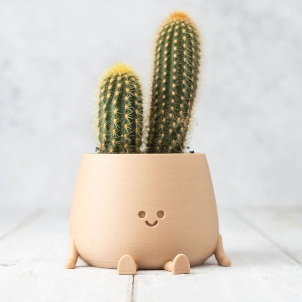 3D gedruckter Happy Face Planter, umweltfreundliches biobasiertes Material, niedlicher Blumentopf, Face Planter Pot, Head Planter, Succulenter Pot