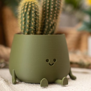 3D Printed Happy Face Planter, Eco-Friendly Bio-Based Material, Cute Plant Pot, Face Planter Pot, Head Planter, Succulent Pot zdjęcie 5